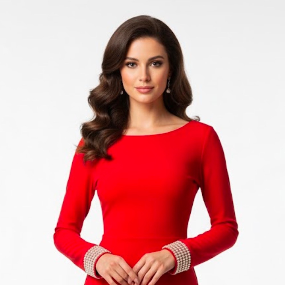 Elegant Red Long Sleeve Dress